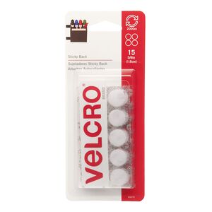 Velcro 15-Piece Sticky Back Coins White 5/8inch Velcro 15-Piece Sticky Back Coins White 5/8inch